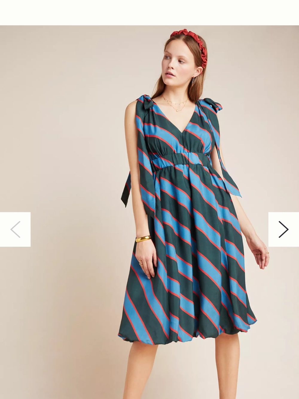 Anthropologie Plus 18 Sleeveless V-Neck Stripe Midi Dress in Teal and Red